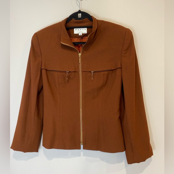 VTG Brown Fitted Zip-Up Blazer Jacket - Picture 6 of 6